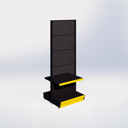 Middenstelling perforatie - H215 x B80 x D37 cm - 2 niveaus - Zwart