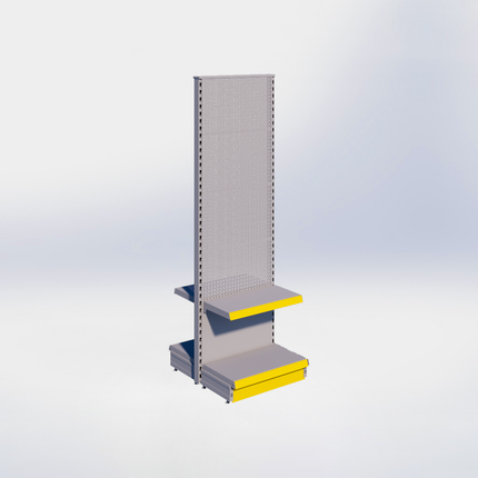 Middenstelling perforatie - H215 x B66,5 x D37 cm - 2 niveaus - Grijs