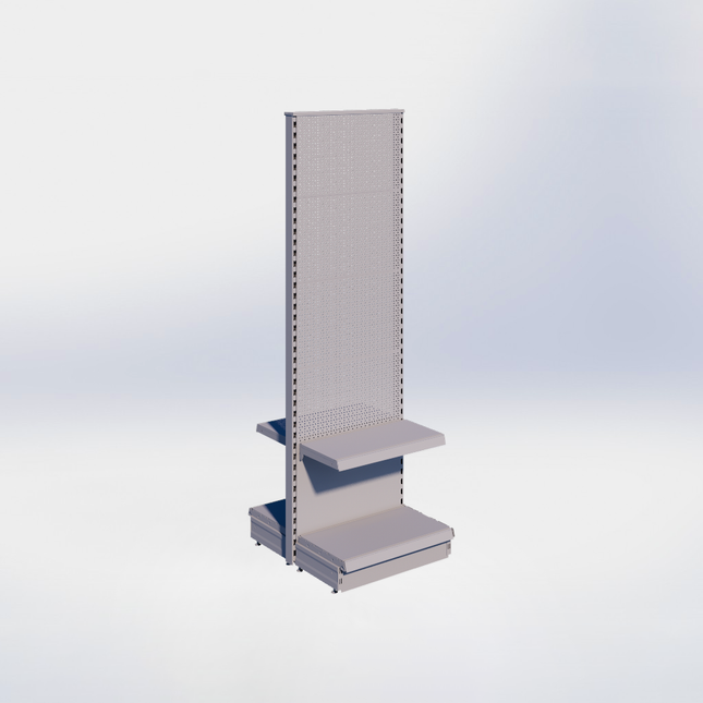 Middenstelling perforatie - H215 x B66,5 x D37 cm - 2 niveaus - Grijs
