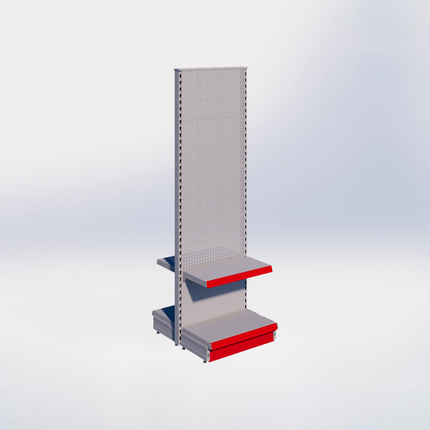 Middenstelling perforatie - H215 x B66,5 x D37 cm - 2 niveaus - Grijs