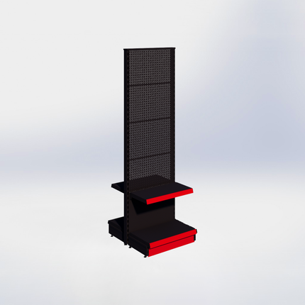 Middenstelling perforatie - H215 x B66,5 x D37 cm - 2 niveaus - Zwart