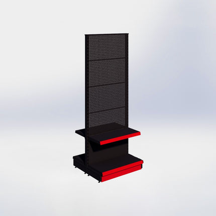 Middenstelling perforatie - H215 x B80 x D37 cm - 2 niveaus - Zwart