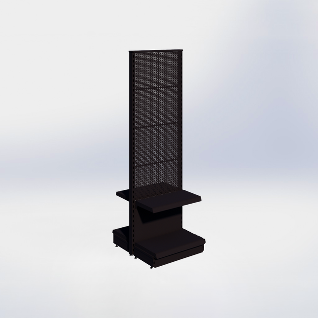 Middenstelling perforatie - H215 x B66,5 x D37 cm - 2 niveaus - Zwart