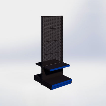 Middenstelling perforatie - H215 x B80 x D47 cm - 2 niveaus - Zwart