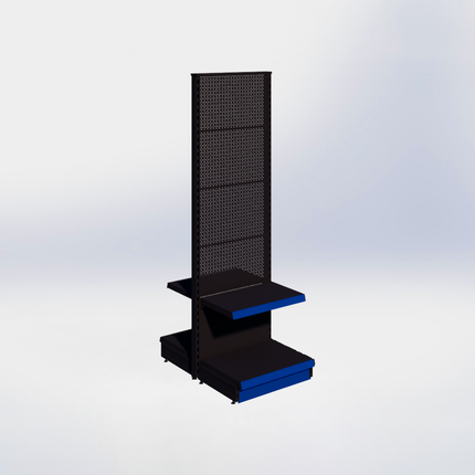 Middenstelling perforatie - H215 x B66,5 x D47 cm - 2 niveaus - Zwart