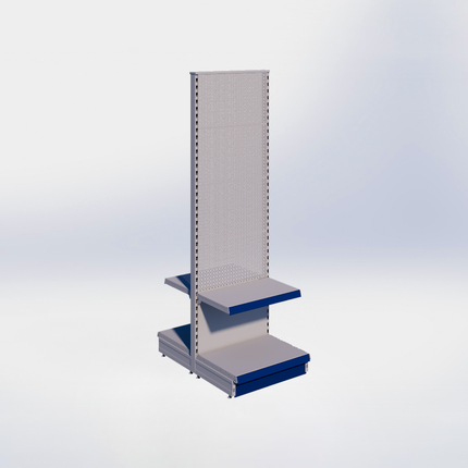 Middenstelling perforatie - H215 x B66,5 x D47 cm - 2 niveaus - Grijs