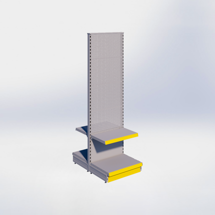 Middenstelling perforatie - H215 x B66,5 x D47 cm - 2 niveaus - Grijs