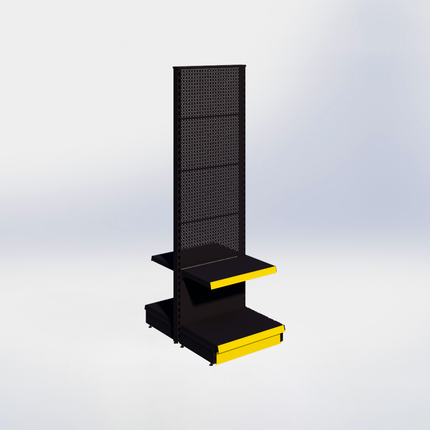 Middenstelling perforatie - H215 x B66,5 x D47 cm - 2 niveaus - Zwart