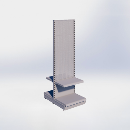 Middenstelling perforatie - H215 x B66,5 x D47 cm - 2 niveaus - Grijs