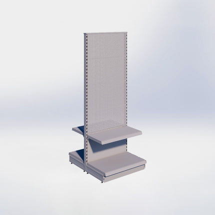 Middenstelling perforatie - H215 x B80 x D47 cm - 2 niveaus - Grijs