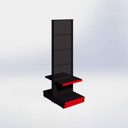 Middenstelling perforatie - H215 x B66,5 x D47 cm - 2 niveaus - Zwart