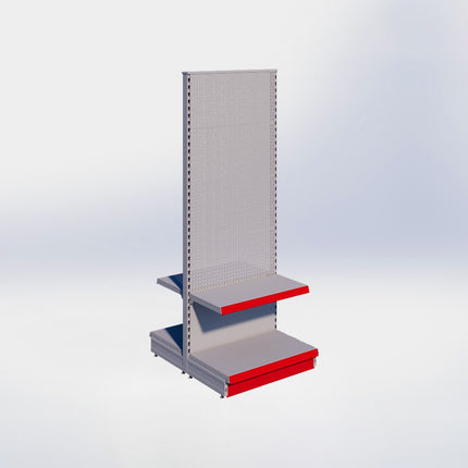 Middenstelling perforatie - H215 x B80 x D47 cm - 2 niveaus - Grijs