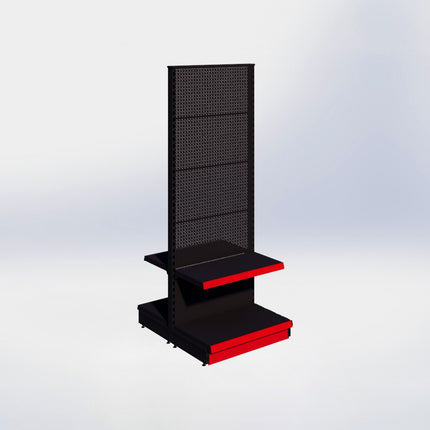 Middenstelling perforatie - H215 x B80 x D47 cm - 2 niveaus - Zwart