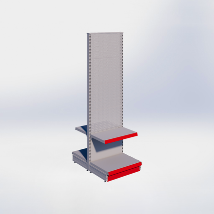Middenstelling perforatie - H215 x B66,5 x D47 cm - 2 niveaus - Grijs