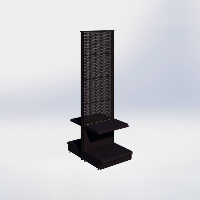 Middenstelling perforatie - H215 x B66,5 x D47 cm - 2 niveaus - Zwart