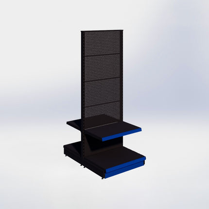 Middenstelling perforatie - H215 x B80 x D57 cm - 2 niveaus - Zwart