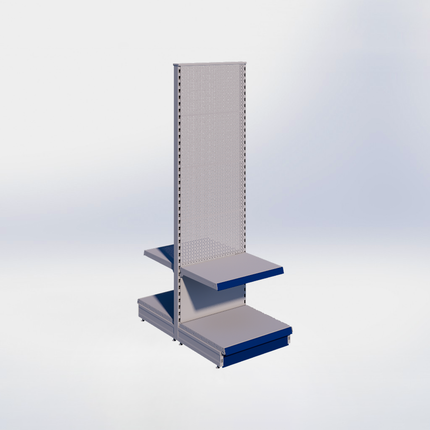 Middenstelling perforatie - H215 x B66,5 x D57 cm - 2 niveaus - Grijs