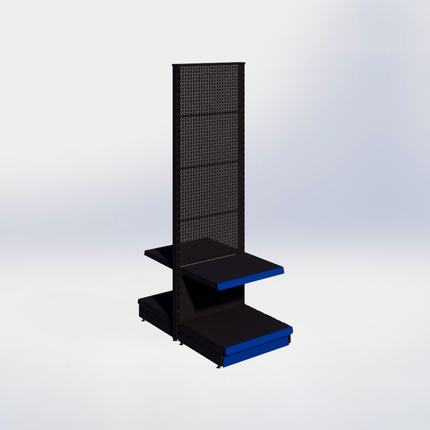 Middenstelling perforatie - H215 x B66,5 x D57 cm - 2 niveaus - Zwart