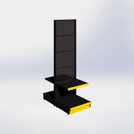 Middenstelling perforatie - H215 x B66,5 x D57 cm - 2 niveaus - Zwart