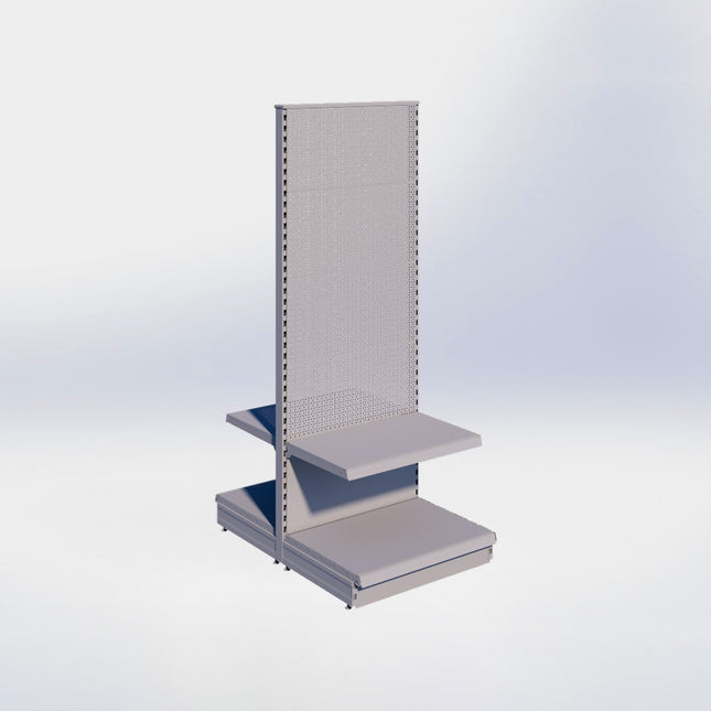 Middenstelling perforatie - H215 x B80 x D57 cm - 2 niveaus - Grijs