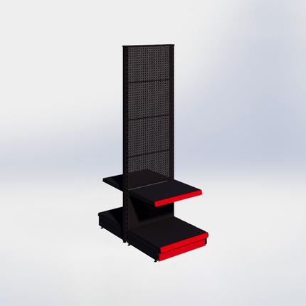 Middenstelling perforatie - H215 x B66,5 x D57 cm - 2 niveaus - Zwart