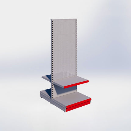 Middenstelling perforatie - H215 x B80 x D57 cm - 2 niveaus - Grijs