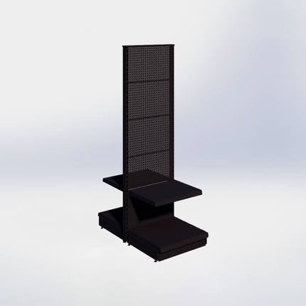 Middenstelling perforatie - H215 x B66,5 x D57 cm - 2 niveaus - Zwart