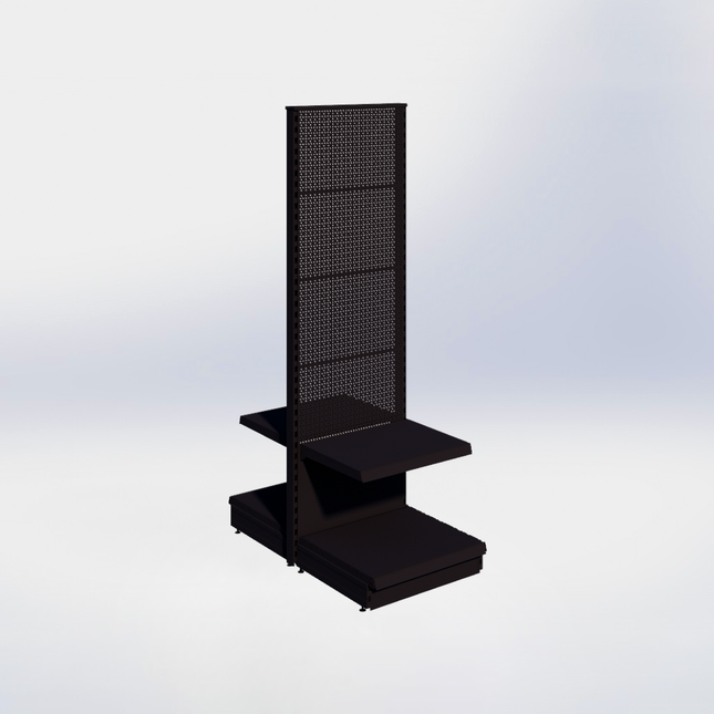 Middenstelling perforatie - H215 x B66,5 x D57 cm - 2 niveaus - Zwart