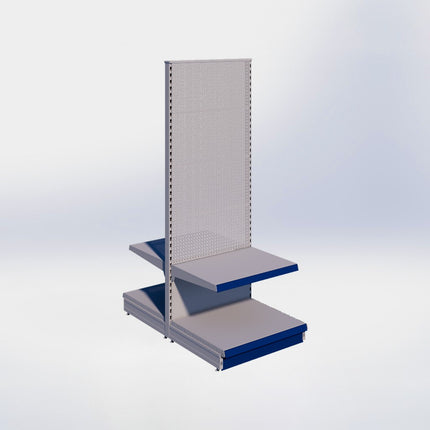 Middenstelling perforatie - H215 x B80 x D67 cm - 2 niveaus - Grijs