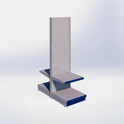 Middenstelling perforatie - H215 x B66,5 x D67 cm - 2 niveaus - Grijs
