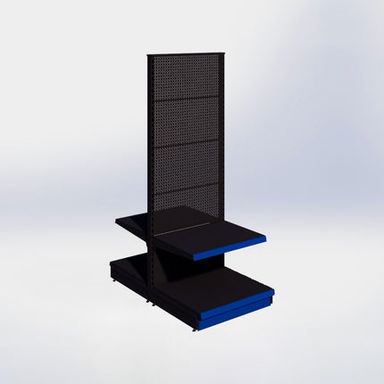 Middenstelling perforatie - H215 x B80 x D67 cm - 2 niveaus - Zwart