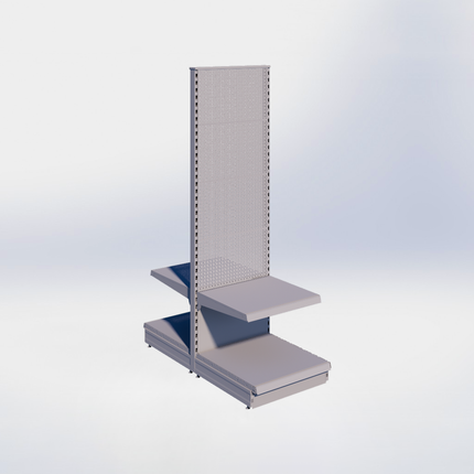 Middenstelling perforatie - H215 x B66,5 x D67 cm - 2 niveaus - Grijs
