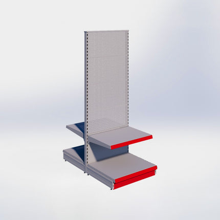 Middenstelling perforatie - H215 x B80 x D67 cm - 2 niveaus - Grijs