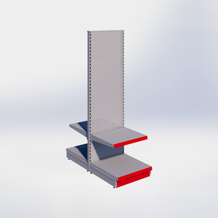 Middenstelling perforatie - H215 x B66,5 x D67 cm - 2 niveaus - Grijs