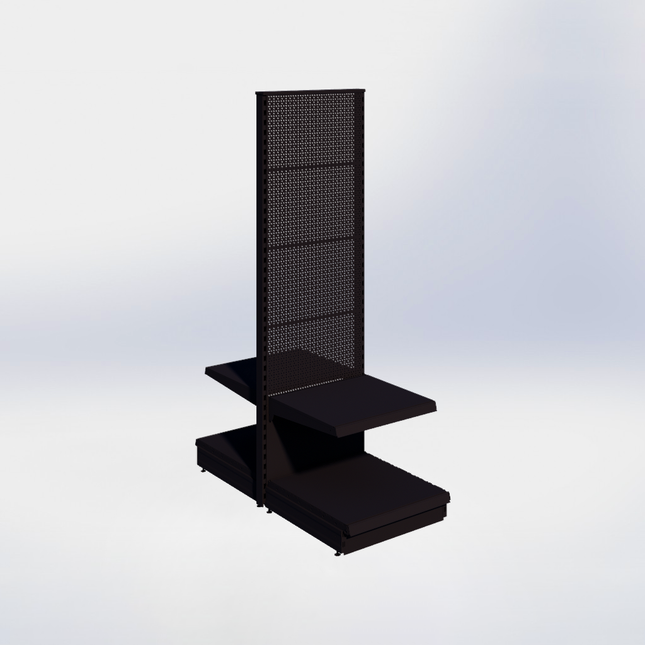 Middenstelling perforatie - H215 x B66,5 x D67 cm - 2 niveaus - Zwart