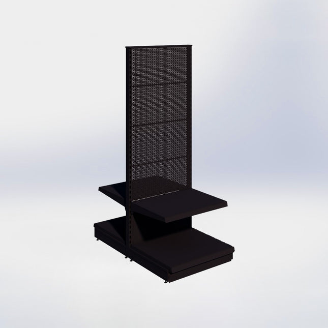 Middenstelling perforatie - H215 x B80 x D67 cm - 2 niveaus - Zwart