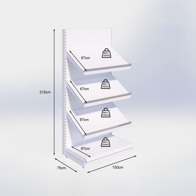 Groente- en fruitstelling - H215 x B100 x D67 cm - 4 niveaus - Zwart