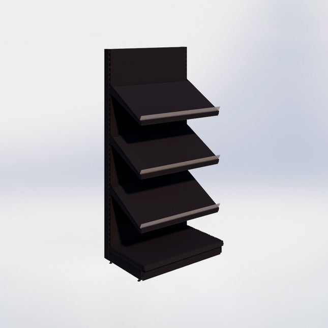 Groente- en fruitstelling - H215 x B100 x D67 cm - 4 niveaus - Zwart