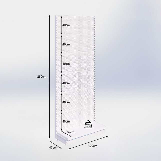 Wandstelling Perforatie Wit h:250/37