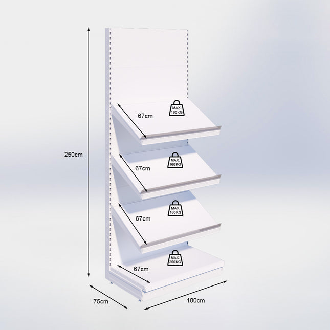 Groente- en fruitstelling - H250 x B100 x D67 cm - 4 niveaus - Zwart