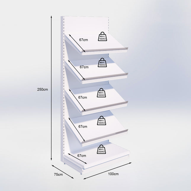 Groente- en fruitstelling - H250 x B100 x D67 cm - 5 niveaus – Zwart