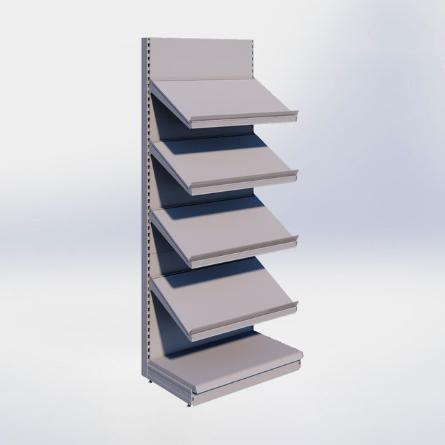 Groente- en fruitstelling - H250 x B100 x D67 cm - 5 niveaus – Grijs