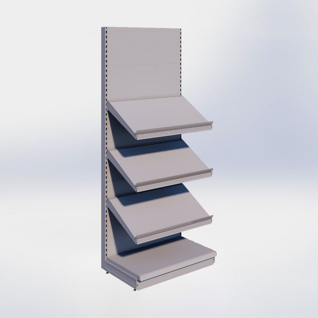 Groente- en fruitstelling - H250 x B100 x D67 cm - 4 niveaus - Grijs