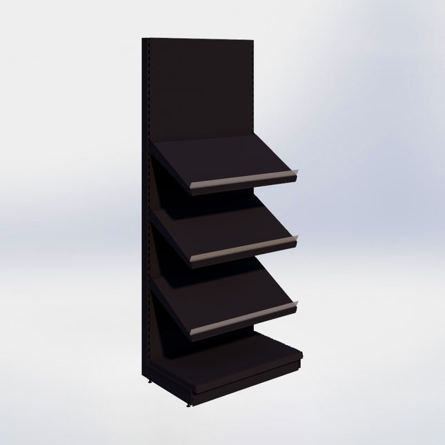 Groente- en fruitstelling - H250 x B100 x D67 cm - 4 niveaus - Zwart