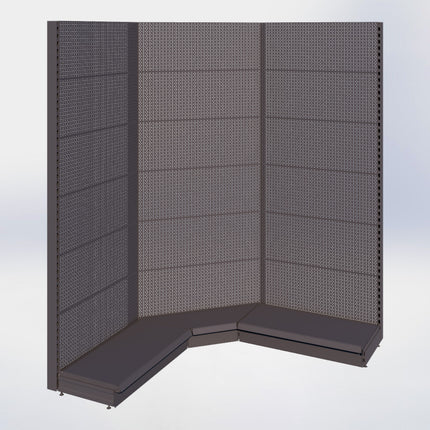 Hoekstelling perforatie - H250 x B140 x D57 cm - 1 niveau - Antraciet