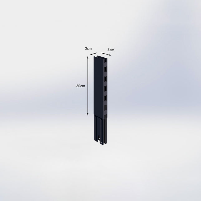 Verlengstuk - H30 x B3 x D8 cm - Antraciet