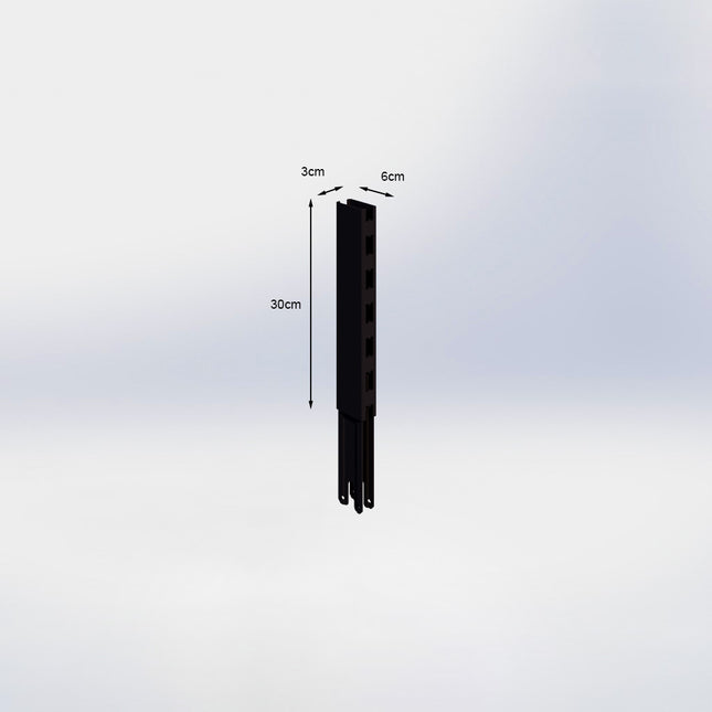 Verlengstuk - H30 x B3 x D6 cm - Zwart