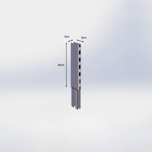 Verlengstuk - H30 x B3 x D8 cm - Grijs