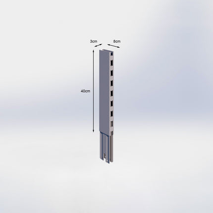 Verlengstuk - H40 x B3 x D8 cm - Grijs