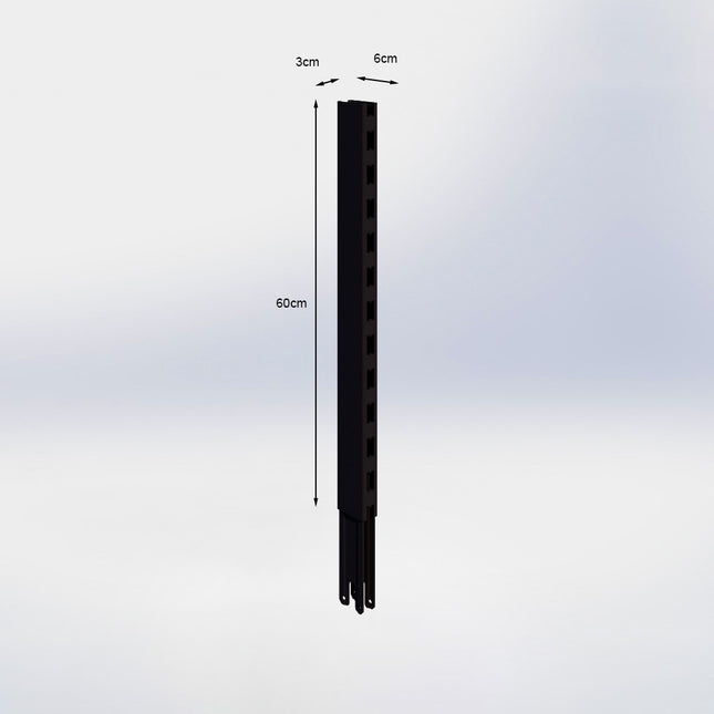 Verlengstuk - H60 x B3 x D6 cm - Zwart